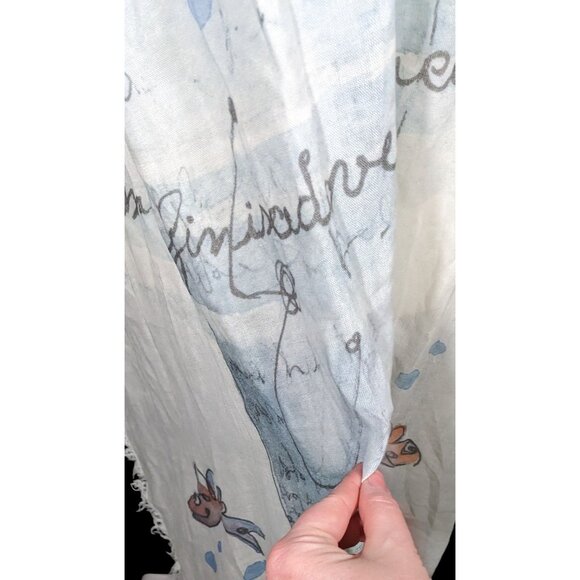 Whimsical Italian "The Sea Ends Where The Sky Begins" Art Scarf/Shawl - Picture 7 of 16